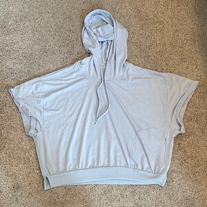 New FP Movement by Free People Rally Short Sleeve Hooded Pullover ~ Light Blue